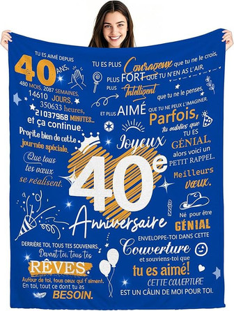 Bacmaxom Couvertures Pour 40 Ans Plaids Pour Hommes Cadeaux D'Anniversaire Pour Les Hommes De 40 Ans Papa Oncle FrèRe Petit Ami Mari CollèGues Cousin Amis IdéEs De Cadeaux D'Anniversaire (40-Lui) - Cadeauxyz