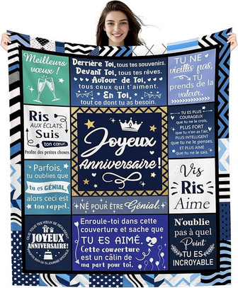 Cadeau D'Anniversaire Couvertures Pour Hommes GarçOns Couvertures D'Anniversaire IdéEs Pour Papa Papi Fils FrèRe Petite-Fille Oncle Ami Cadeau Inspirant (Joyeux Anniversaire-Lui) - Cadeauxyz