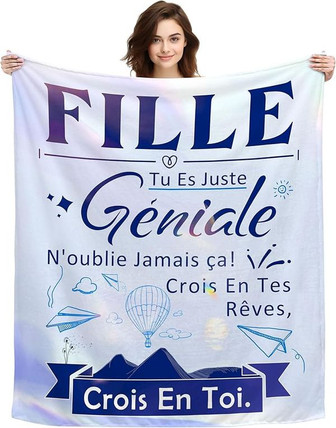 Cadeau Pour Fille Tu ES Juste GéNiale Cadeaux Couverture Plaids De Maman Ou Papa à Filles Cadeau Inspirant Positif Rappel DéCoration Maison Bureau Douce Couverture (Fille) - Cadeauxyz