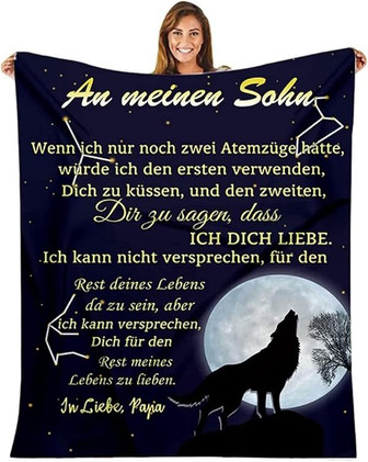 Couverture Douillette Douce Pour Papa Allemand Pour Fils, Courrier AéRien, Message Positif, Encourageant, Moelleux, Cadeau D'Anniversaire Pour Fils, Couverture En Flanelle - Cadeauxyz