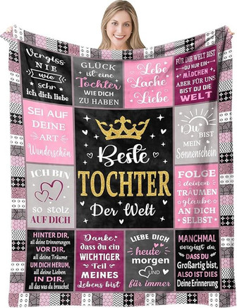 Couverture Douillette Pour Fille Cadeau De Maman Et Papa 150 x 200 Cm | Couverture Personnalisée À Ma Fille Pour L'Anniversaire NoëL, Cadeau De Parents Pour Filles Super Doux En Flanelle Couverture - Cadeauxyz