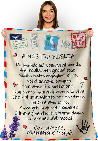 Couverture Personnalisée Douce à Offrir à Votre Fille Par Maman Et Papa. Idée Cadeau Originale Et Utile Pour Un Anniversaire, NoëL, Un Mariage - Cadeauxyz