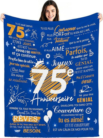Couvertures Pour 75 Ans Plaids Pour Hommes Cadeaux D'Anniversaire Pour Les Hommes De 75 Ans Papa Grand-PèRe Oncle FrèRe Petit Ami Mari CollèGues Cousin Amis IdéEs De Cadeaux D'Anniversaire (75-Lui) - Cadeauxyz