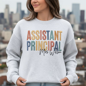 Custom Retro Embroidered Sweatshirt for Assistant Principals - Thegiftio
