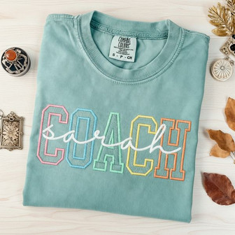 Personalized Team Gift - Embroidered Comfort Colors Coach T-Shirt - Thegiftio