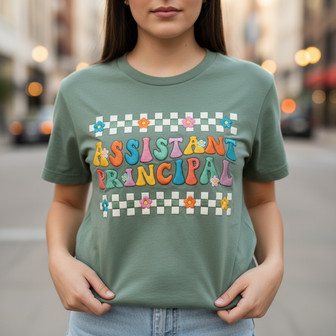 Assistant Principal Vibes - Retro Embroidered Comfort Colors Tee - Thegiftio UK