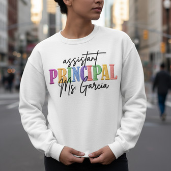 Best Assistant Principal Embroidered Sweatshirt Gift Crewneck - Thegiftio UK