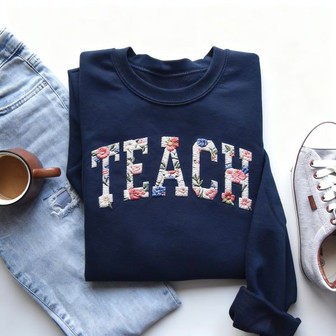 Bloom and Teach - Inspiring Floral Embroidered Sweatshirt - Thegiftio UK