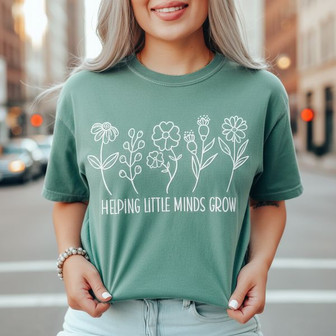 Embroidered Comfort Tee - Nurturing Little Minds Grow - Thegiftio UK