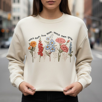 Inspiring "Teach Them Love Them" Floral Teacher Sweatshirt - Thegiftio UK