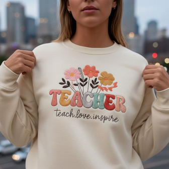 Your Unique Floral Design - Teacher Embroidered Sweatshirt Gift - Thegiftio UK