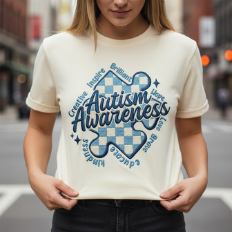 Aura of Blue Autism Teacher Embroidered Comfort Colors T-shirt - Thegiftio UK