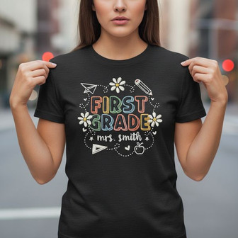 Embroidered Teacher T-shirt - Celebrate Your First Grade Journey - Thegiftio