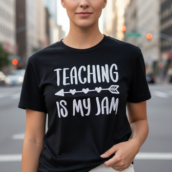 Embroidered Teacher T-shirt - Teaching is My Jam Graduation Gift - Thegiftio