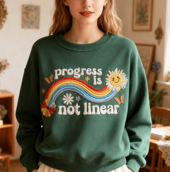 Mental Health Matters - Progress Is Not Linear Teacher Sweatshirt - Thegiftio UK