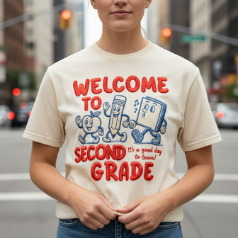 Retro 2nd Grade Teacher Embroidered Comfort Colors T-shirt - Thegiftio