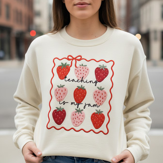 Strawberry Sweetness - The Embroidered Teacher Sweatshirt She'll Love - Thegiftio UK