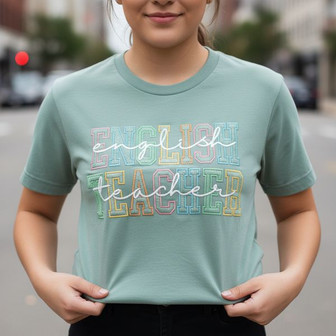 Inspiring English Teacher Embroidered Comfort Colors T-shirt - Thegiftio