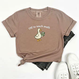 Math Whiz Silly Goose Teacher Embroidered Comfort Colors T-shirt - Thegiftio