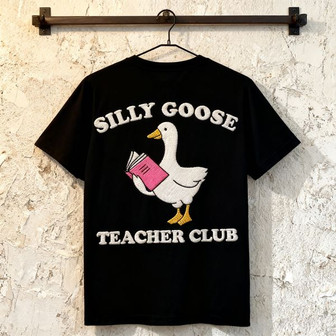 Playful Spirit - Silly Goose Club Embroidered Teacher T-shirt - Thegiftio