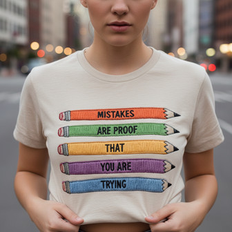 Embroidered Unisex T-shirt - Growth Happens Through Every Mistake - Thegiftio UK