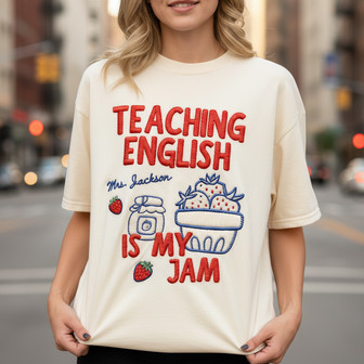 English Teacher Embroidered Comfort Colors T-shirt Educator Gift - Thegiftio