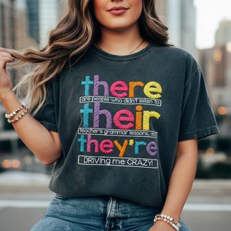 Master Grammar with This Teacher Embroidered Comfort Colors T-shirt - Thegiftio