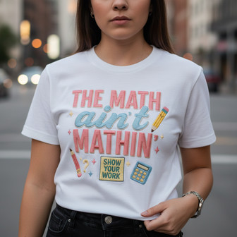 Math Ain't Mathin' Teacher Embroidered Comfort Colors T-shirt - Thegiftio