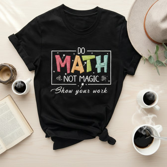 Retro Math Charm - Embroidered Teacher T-shirt for Classroom Fun - Thegiftio
