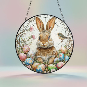 Adorable Easter Rabbit Stained Glass Suncatcher Cottagecore Gift - Thegiftio
