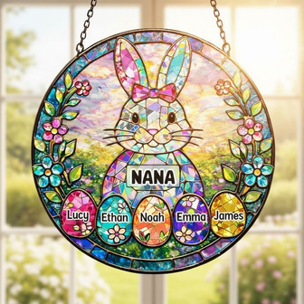 Grandkids Name Stained Glass Suncatcher Grandma's Easter Gift - Thegiftio