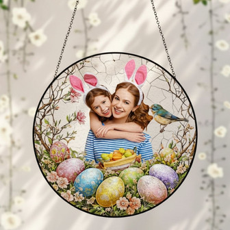 Heartfelt Family Photo Easter Stained Glass Suncatcher Art - Thegiftio