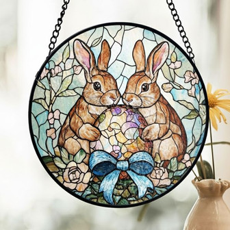 Radiant Nature Art Easter Bunny Stained Glass Suncatcher Gift - Thegiftio