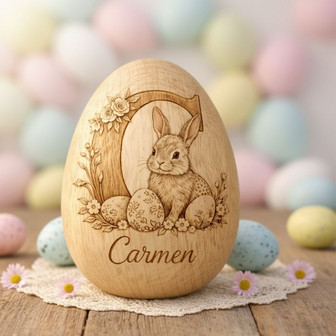 2026 Hollow Decor Personalized Wooden Engraved Easter Egg Name Gift - Thegiftio