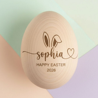 2026 Hunt Treasure Patterned Wooden Engraved Easter Egg Keepsake - Thegiftio