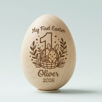 Bunny Gift to Treasure Wooden Engraved Easter Egg Keepsake - Thegiftio