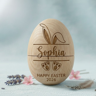 Fillable Treasure Custom Wooden Engraved Easter Egg Keepsake - Thegiftio