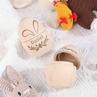 First Easter Magic Fillable Hollow Wooden Engraved Easter Egg - Thegiftio