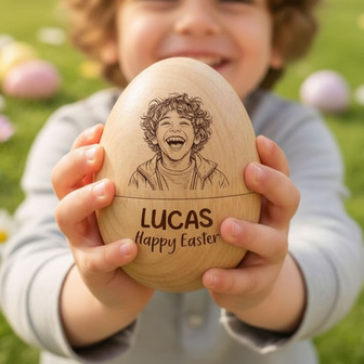 Heartfelt 2026 Keepsake Custom Wooden Engraved Easter Egg Rattle - Thegiftio