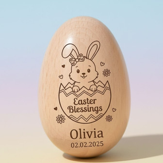Little One Musical Melody Custom Wooden Engraved Easter Egg - Thegiftio