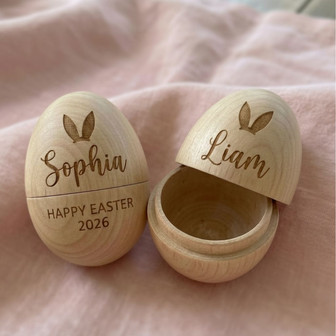 Newborn First Keepsake Custom Wooden Engraved Easter Egg Toy - Thegiftio