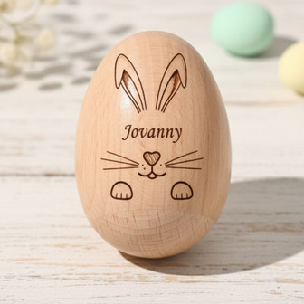 Rhythmic 2026 Toddler Toy Wooden Engraved Easter Egg Custom Name - Thegiftio