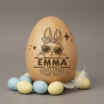 Rhythmic Baby First Musical Wooden Engraved Easter Egg - Thegiftio
