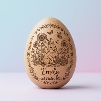 Springtime Wings 2026 Montessori Wooden Engraved Easter Egg - Thegiftio