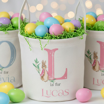 Every Egg Hunt Tells Story Custom Name Easter Fabric Basket - Thegiftio