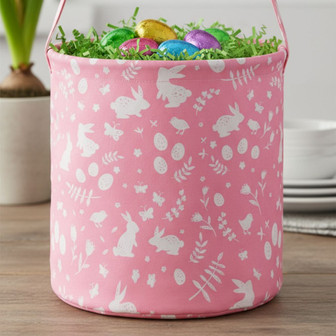 Perfect for Puddles Pink Bunny Waterproof Easter Fabric Basket - Thegiftio