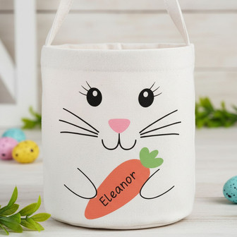 Pure Joy Personalized Bunny Easter Fabric Basket for Kids - Thegiftio