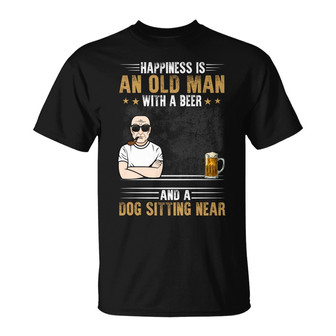 An Old Man With Beer And Dog Custom T-Shirt - Gift for Dogs - Thegiftio UK