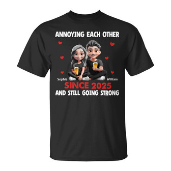 Annoying Each Other 3D Effect Custom T-Shirt - Couples Gift - Thegiftio UK