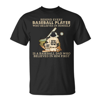 Baseball Dad Behind Every Baseball Player Custom T-Shirt - Thegiftio UK